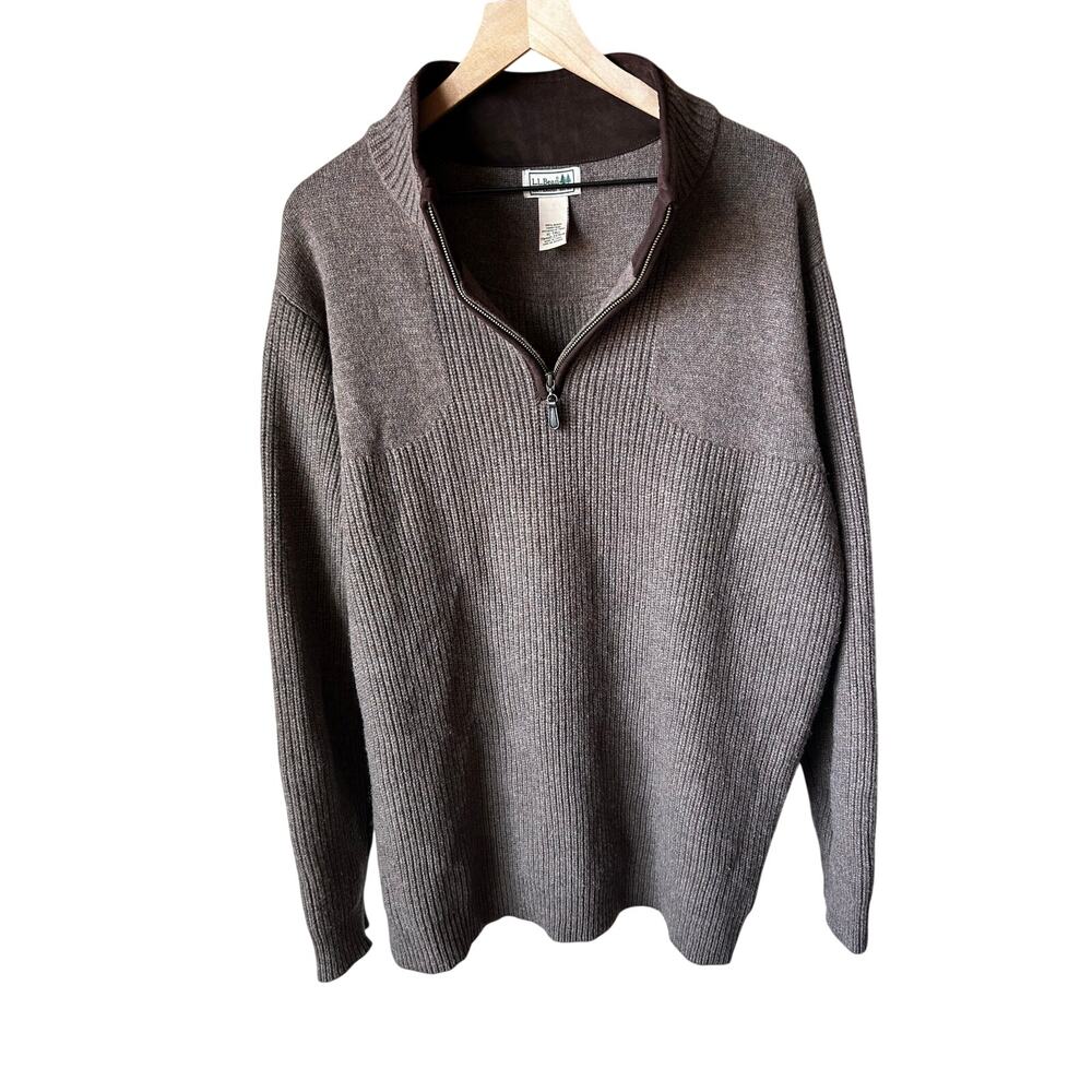 L.L. Bean Men’s 100% Lambswool Quarter-Zip Ribbed Knit Sweater